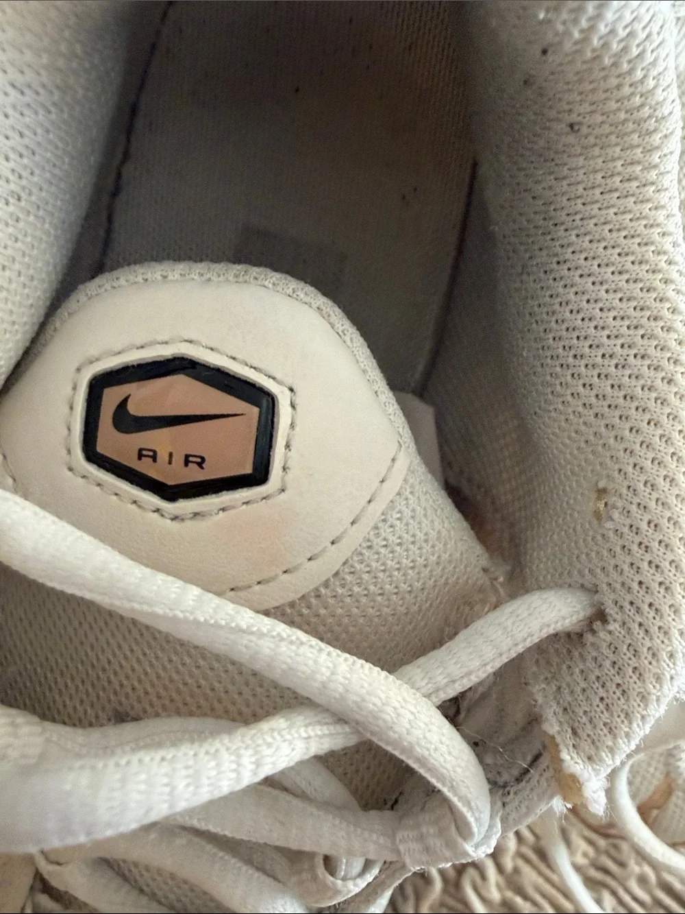 Nike  Air Women's White Mesh Athletic Sneakers with Beige Accents